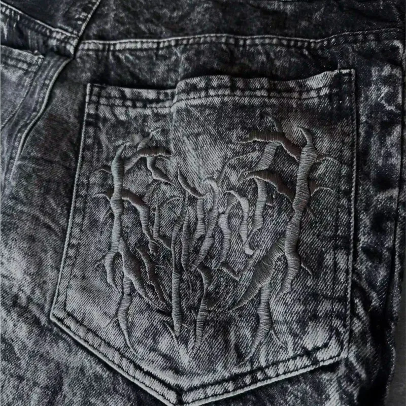 Gothic Retro Baggy Unisex Mopping Pants Y2K Phantom Jeans High Street Spider Embroidered Patch Hip Hop Streetwear Straight Jeans - Image 5