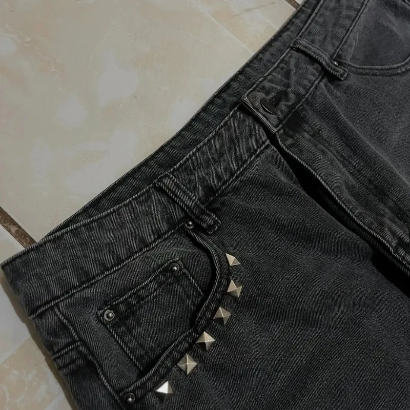 Washed Black Baggy Men Monster Tooth Embroidery Jeans Pocket Wide Leg Denim Pants Y2k Streetwear Hip Hop Loose Trousers Unisex - Image 4