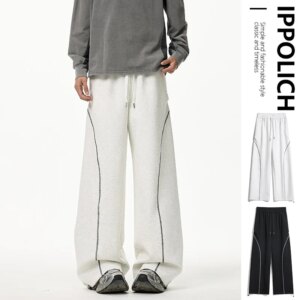 Autumn Sweatpants Trousers Men Pants Y2K Side Striped High Street Wide Leg Straight Spring Casual Pants Unisex Male Sport Pants