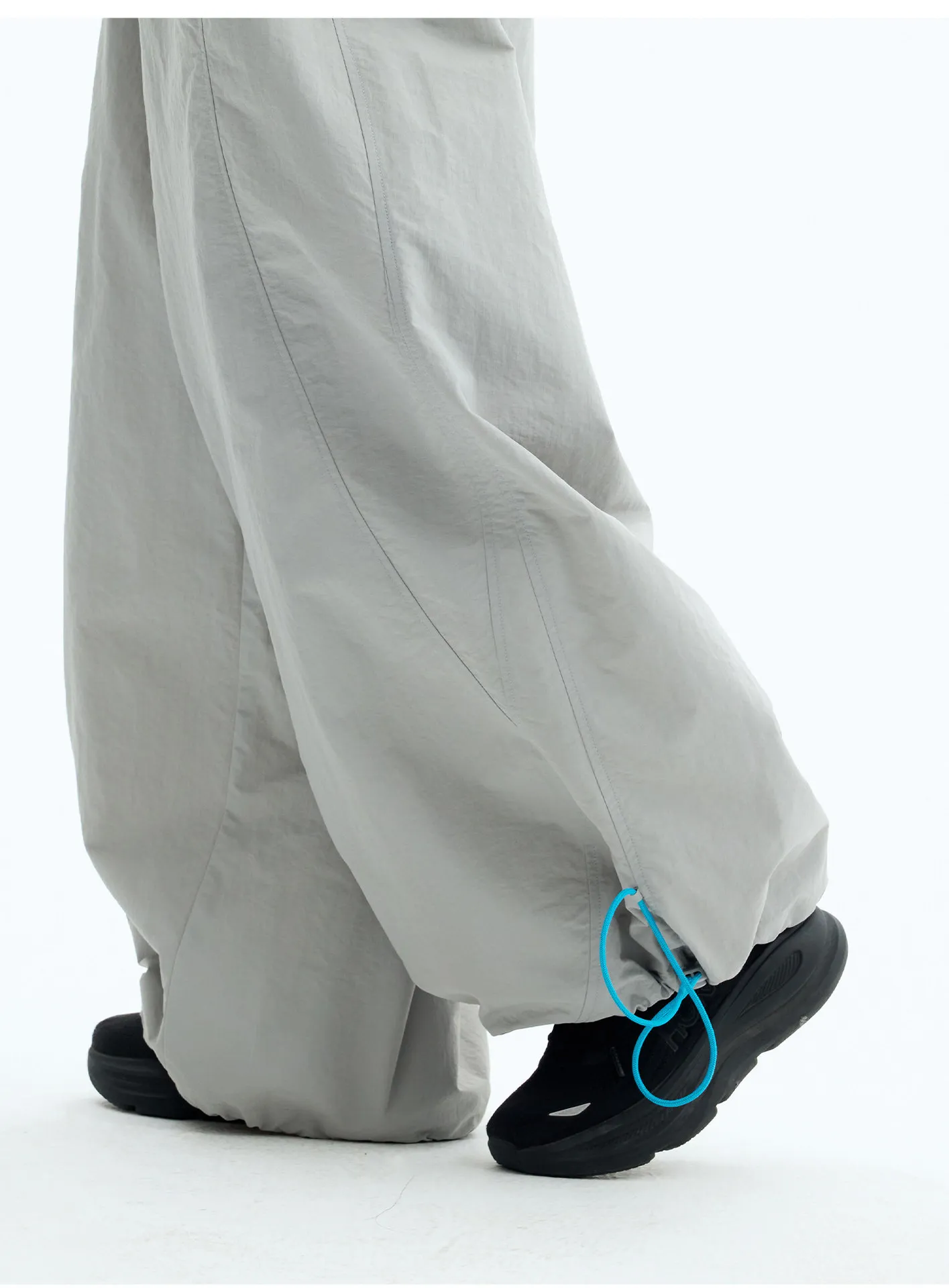 Unisex Parachute Pants Loose Wide Leg Waist Hem Lightweight Nylon Fabric Baggy Streetwear Trousers For Hiking Outdoor Daily