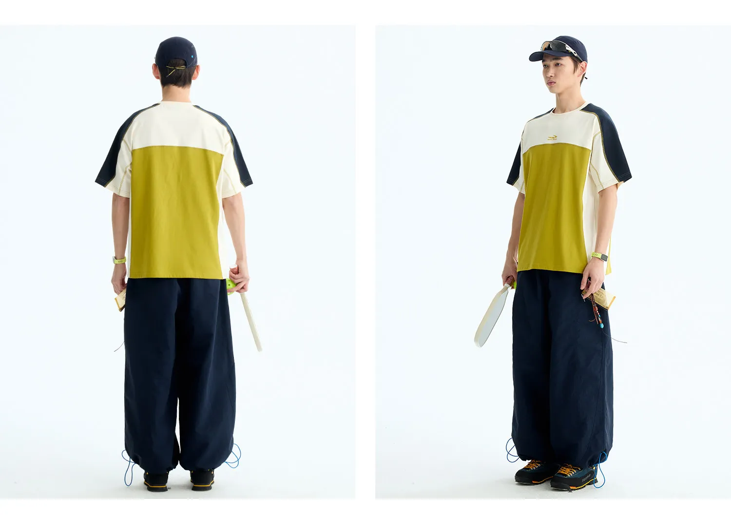 Unisex Parachute Pants Loose Wide Leg Waist Hem Lightweight Nylon Fabric Baggy Streetwear Trousers For Hiking Outdoor Daily