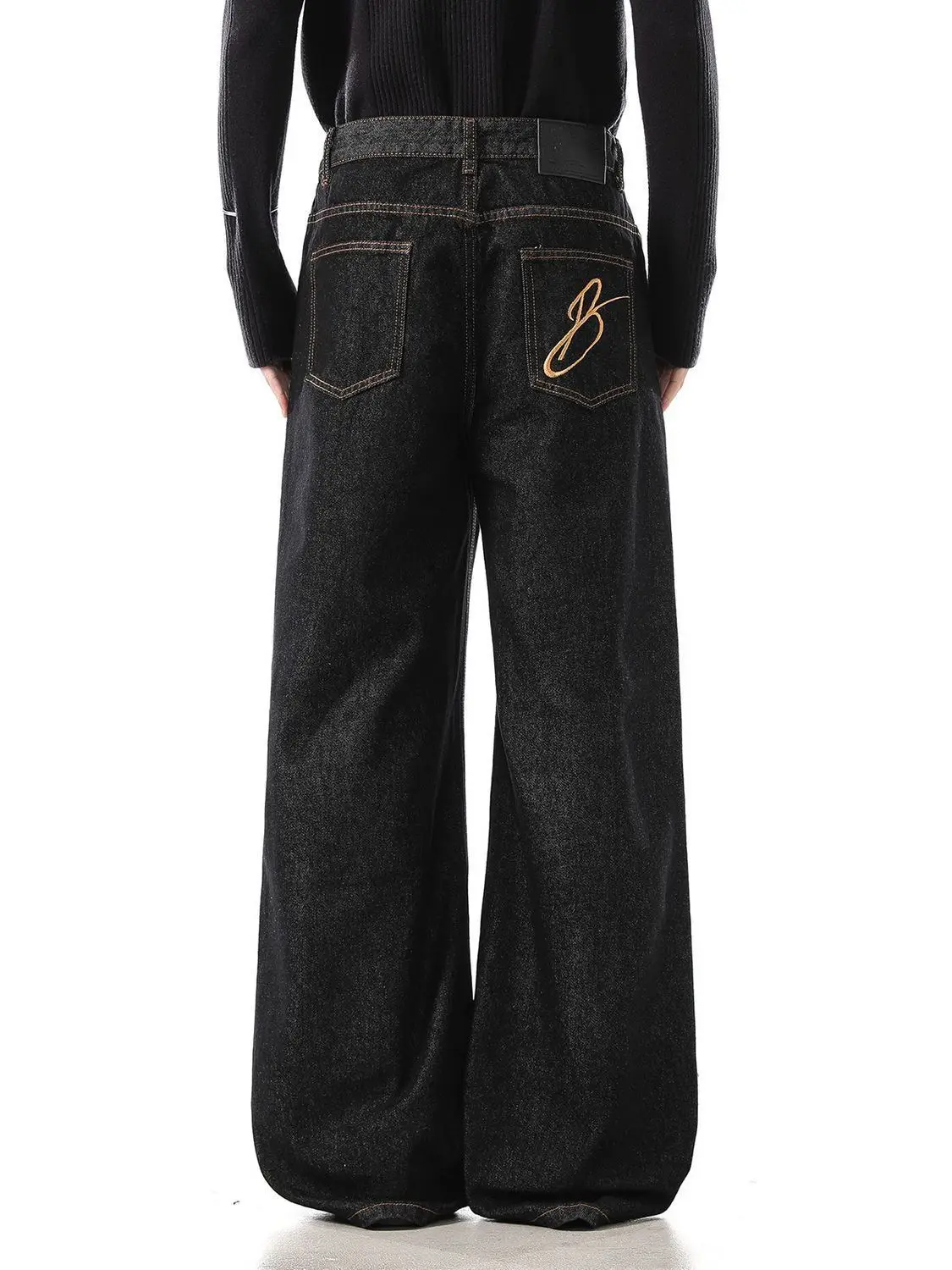 Men's Irregular Design Jeans Vibe Casual Pants Wide Legs Sweatpants Male High Waist Unisex Baggy Trousers