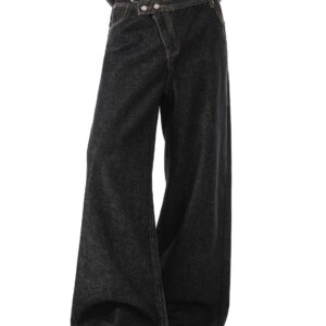 Men's Irregular Design Jeans Vibe Casual Pants Wide Legs Sweatpants Male High Waist Unisex Baggy Trousers