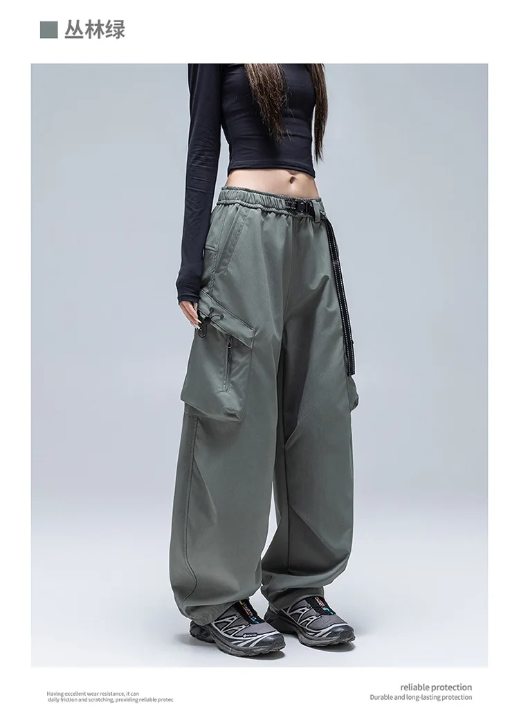 Mountain Waterproof Track Pants Men Women Loose Casual Multi-pocket Straight Outdoor Hiking Cargo Pants Unisex Trousers