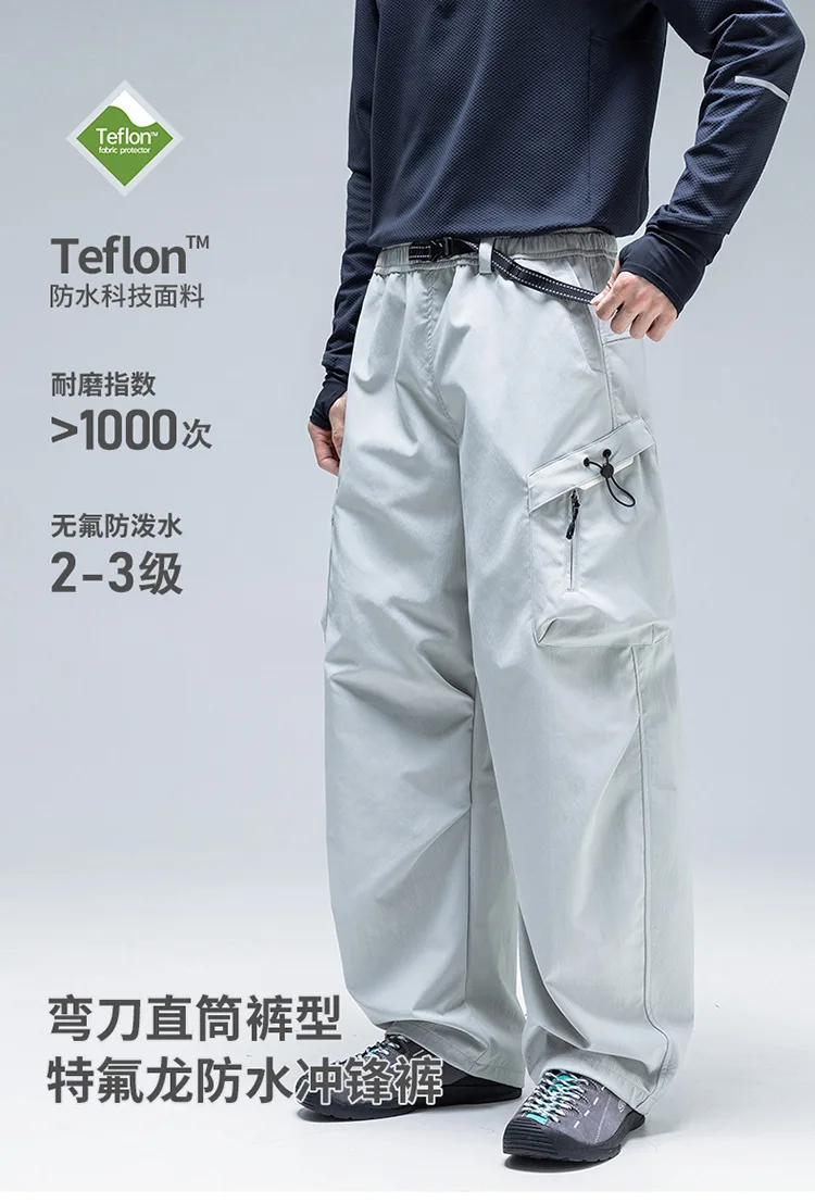 Mountain Waterproof Track Pants Men Women Loose Casual Multi-pocket Straight Outdoor Hiking Cargo Pants Unisex Trousers