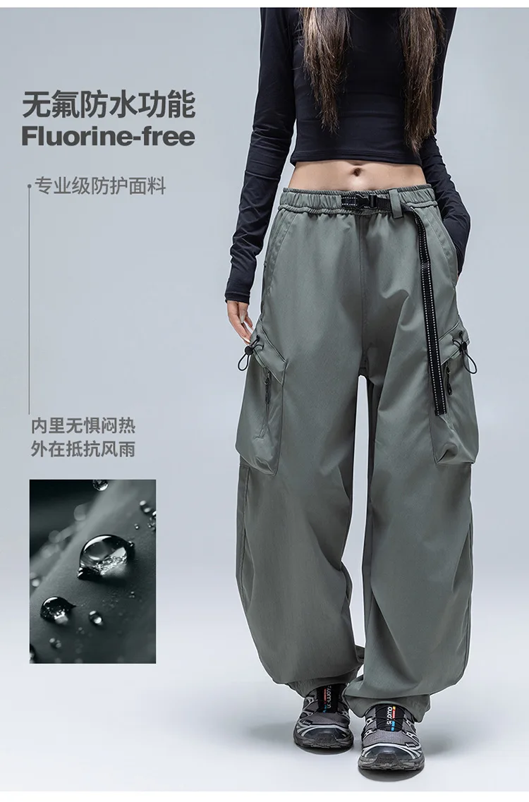 Mountain Waterproof Track Pants Men Women Loose Casual Multi-pocket Straight Outdoor Hiking Cargo Pants Unisex Trousers