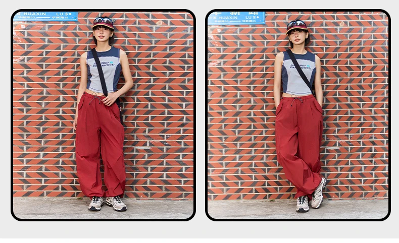 Unisex Water Repellent Quick Dry Casual Pants Baggy Straight Leg Trousers with Drawstring Elastic Waist for Outdoor Streetwear
