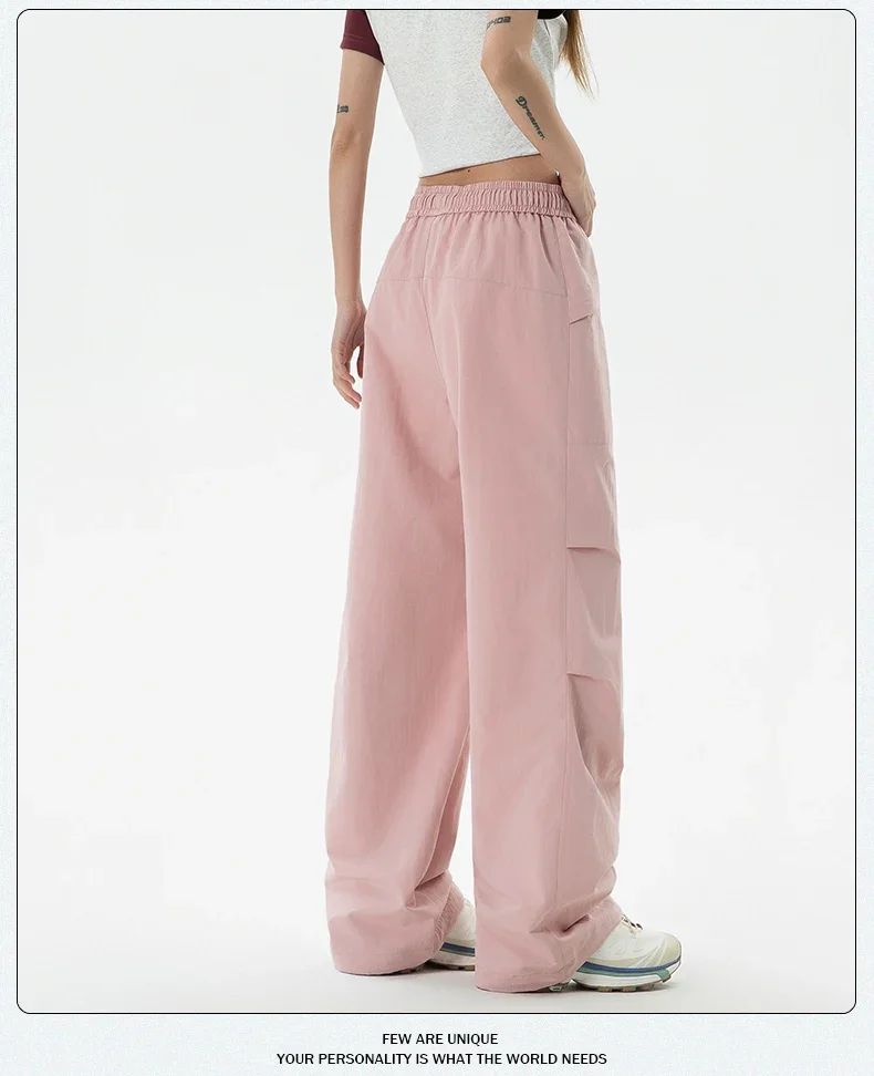 Unisex Dopamine Color Wide-Leg Parachute Pants – Lightweight, Quick-Dry & BF Style Loose Fit for Summer Streetwear & Casual Wear