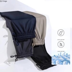 2026 New Highly Elastic Men's Ice Silk Pants, Summer Thin Unisex Quick-dry Sports Trousers, Blue and Black Casual Pants Pants.