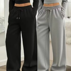 Women Jogger Cotton Pants Casual Drawstring Loose Unisex Wide Leg Straight Pants Sweatpants Spring Autumn Baggy Gym Track Pants