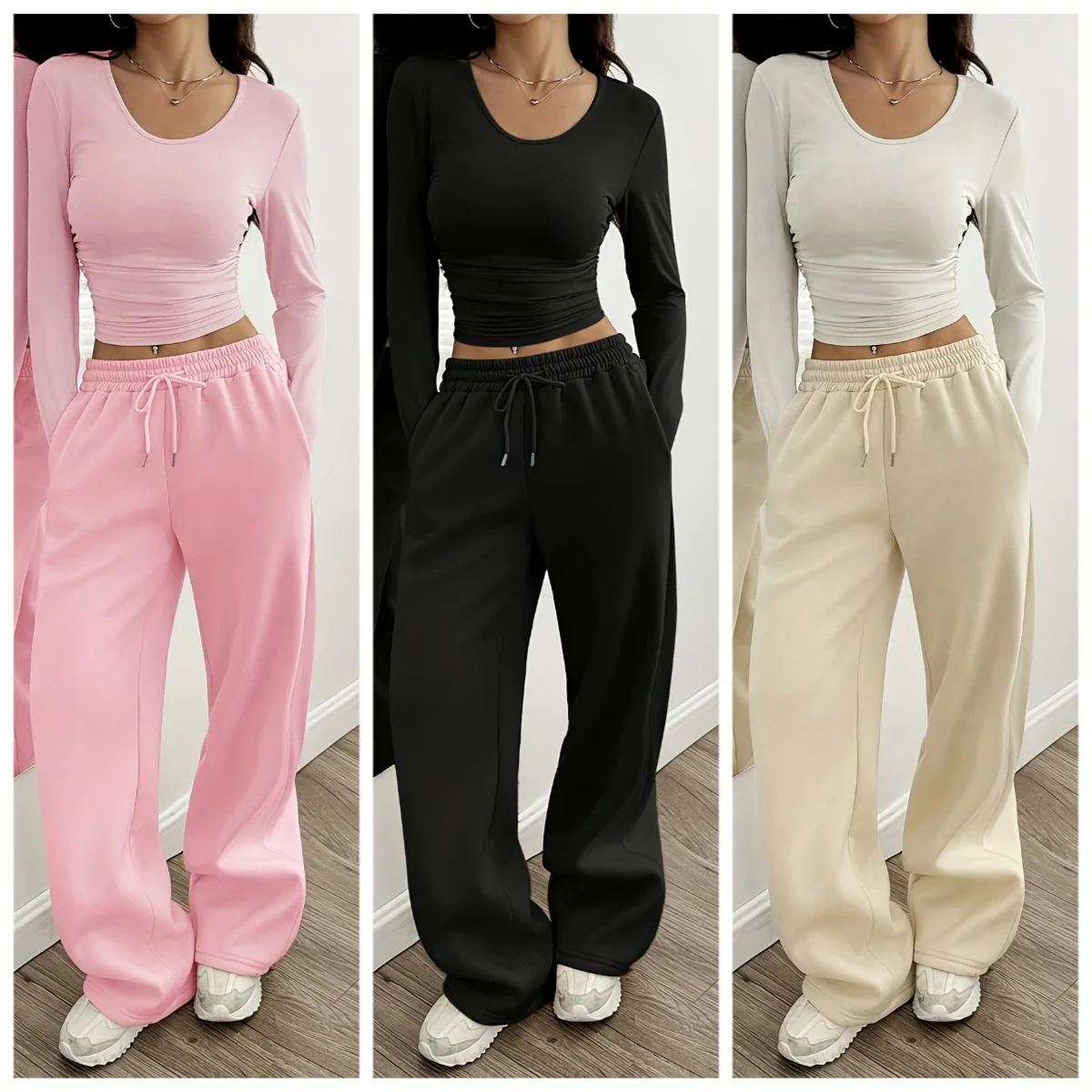 Women Jogger Cotton Pants Casual Drawstring Loose Unisex Wide Leg Straight Pants Sweatpants Spring Autumn Baggy Gym Track Pants Women Jogger Cotton Pants Casual Drawstring Loose Unisex Wide Leg Straight Pants Sweatpants Spring Autumn Baggy Gym Track Pants