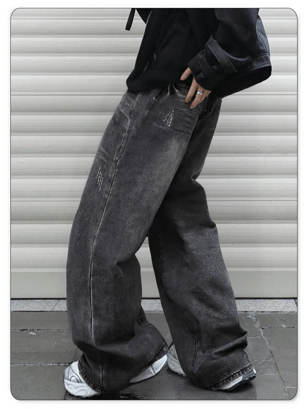 LIYS Men's Women's Retro Gray Ultra Baggy Wide-Leg Jeans Four Seasons Casual Oversized Loose Straight-Leg Denim Pants Unisex LIYS Men's Women's Retro Gray Ultra Baggy Wide-Leg Jeans Four Seasons Casual Oversized Loose Straight-Leg Denim Pants Unisex