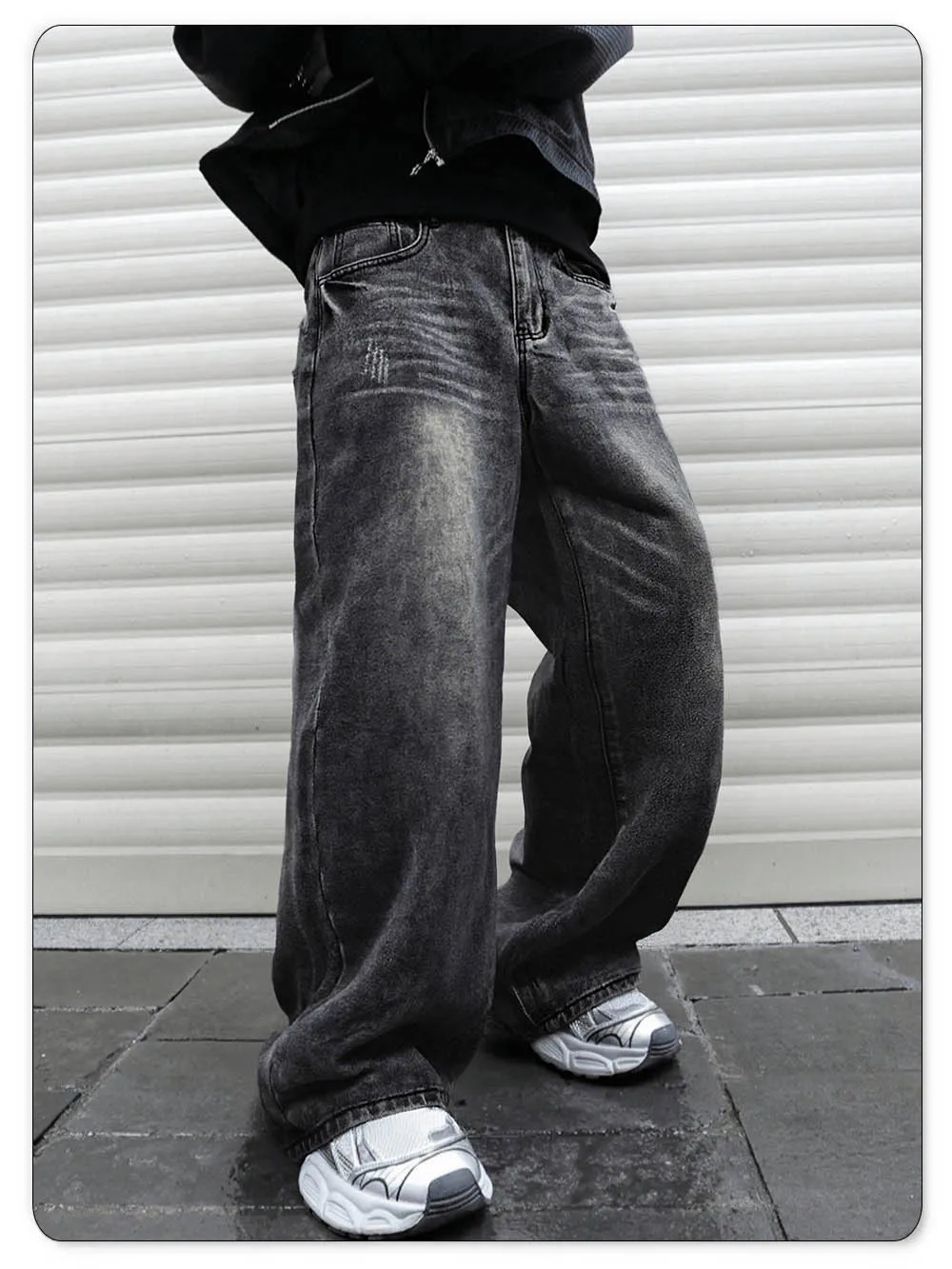 LIYS Men's Women's Retro Gray Ultra Baggy Wide-Leg Jeans Four Seasons Casual Oversized Loose Straight-Leg Denim Pants Unisex LIYS Men's Women's Retro Gray Ultra Baggy Wide-Leg Jeans Four Seasons Casual Oversized Loose Straight-Leg Denim Pants Unisex