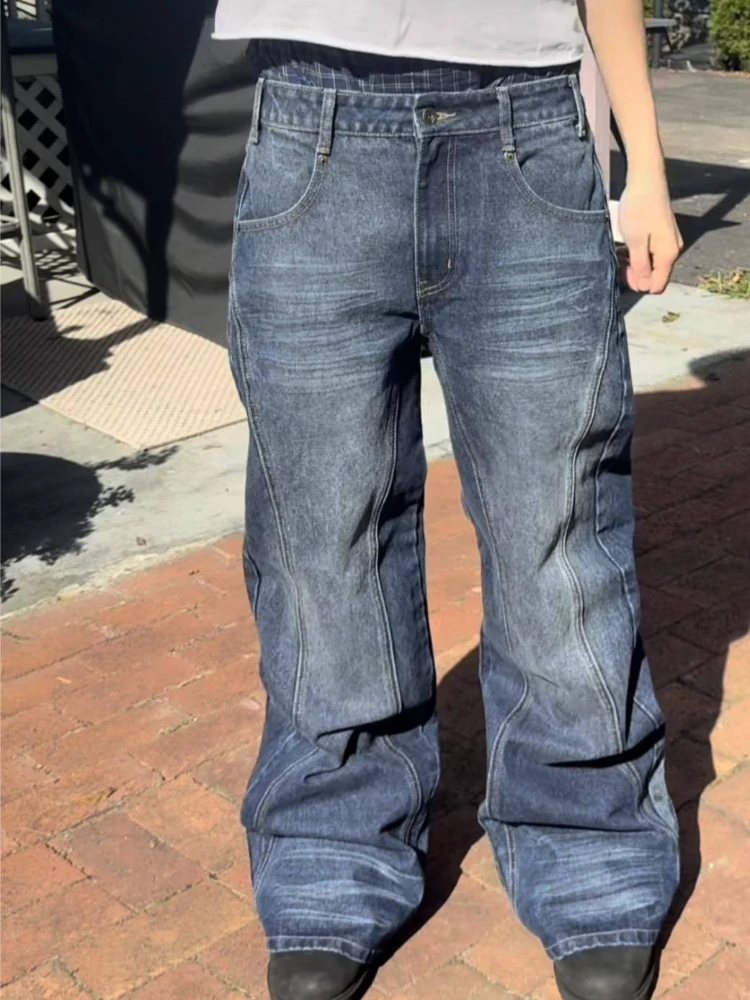 Mens Jeans Harajuku Vintage Streetwear Embroidery Hip Hop Denim Pants Washed Distressed Straight Leg Loose Fit Casual Unisex New - Image 6