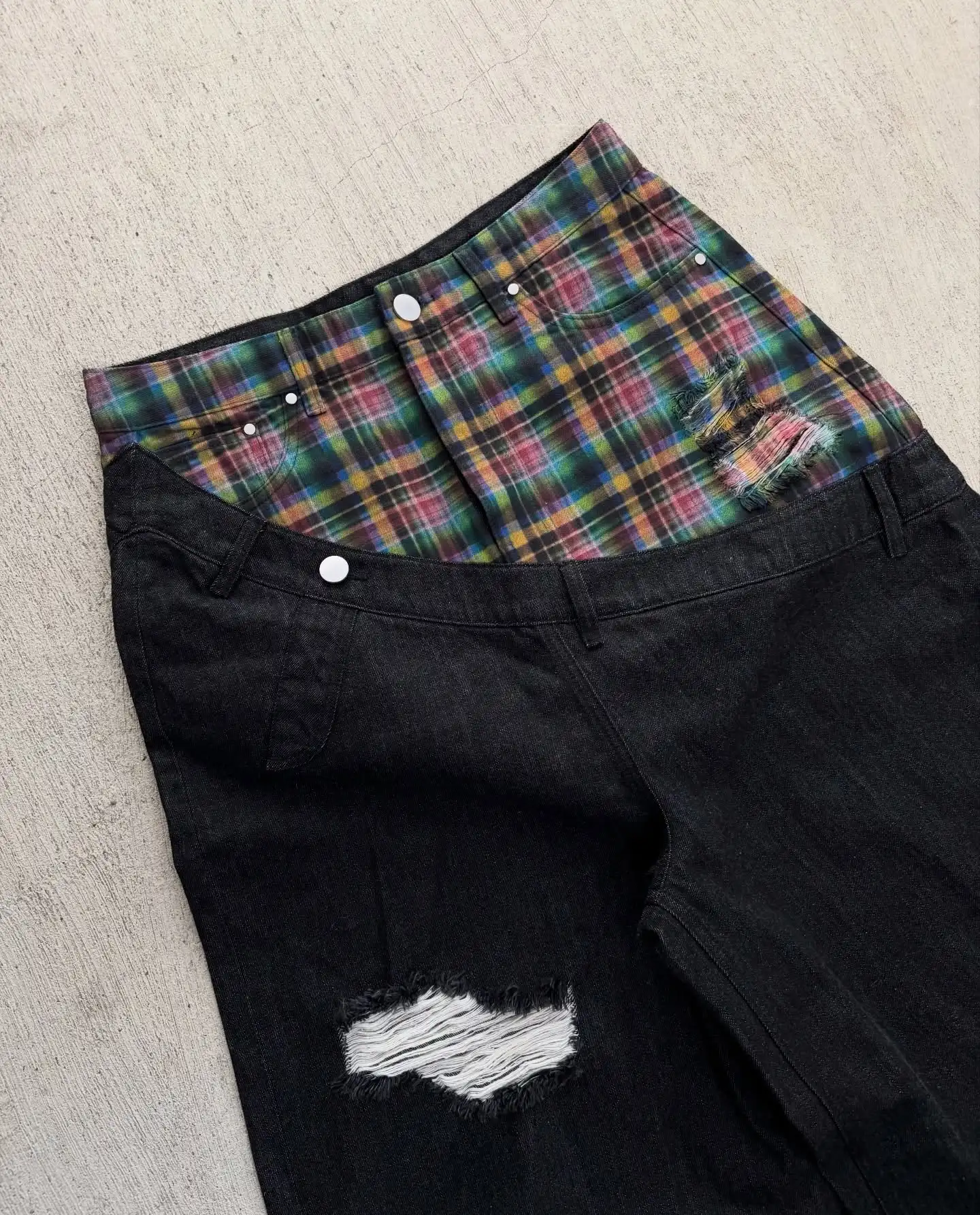 Y2k Slanted Runway Baggy Jeans Retro Plaid Patchwork Men Women Wide Leg Pants American Hip Hop Streetwear Unisex Casual Jeans Y2k Slanted Runway Baggy Jeans Retro Plaid Patchwork Men Women Wide Leg Pants American Hip Hop Streetwear Unisex Casual Jeans