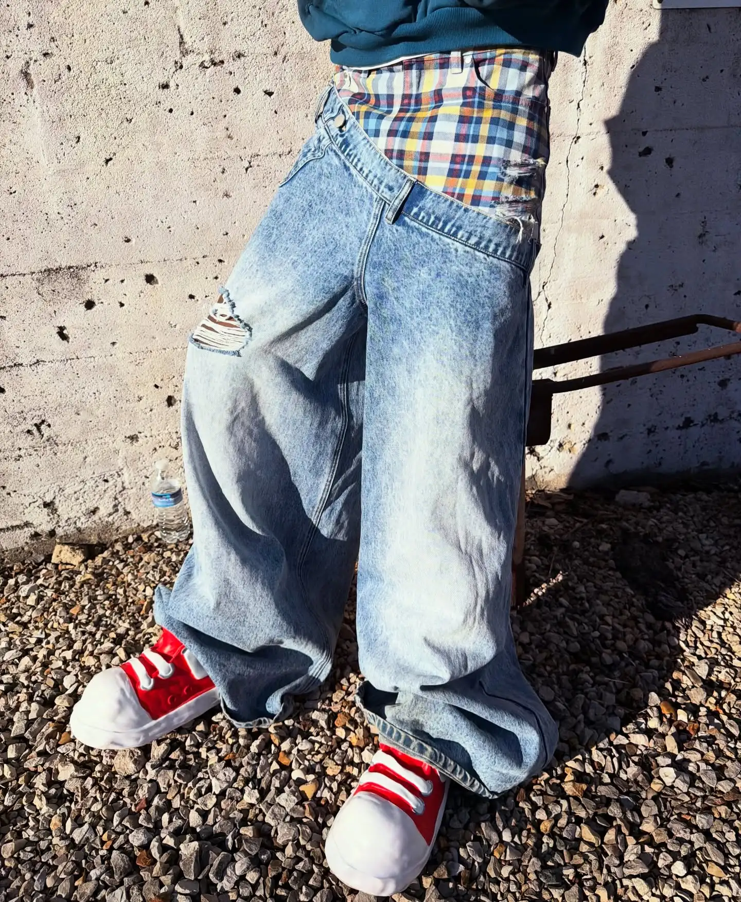 Y2k Slanted Runway Baggy Jeans Retro Plaid Patchwork Men Women Wide Leg Pants American Hip Hop Streetwear Unisex Casual Jeans Y2k Slanted Runway Baggy Jeans Retro Plaid Patchwork Men Women Wide Leg Pants American Hip Hop Streetwear Unisex Casual Jeans