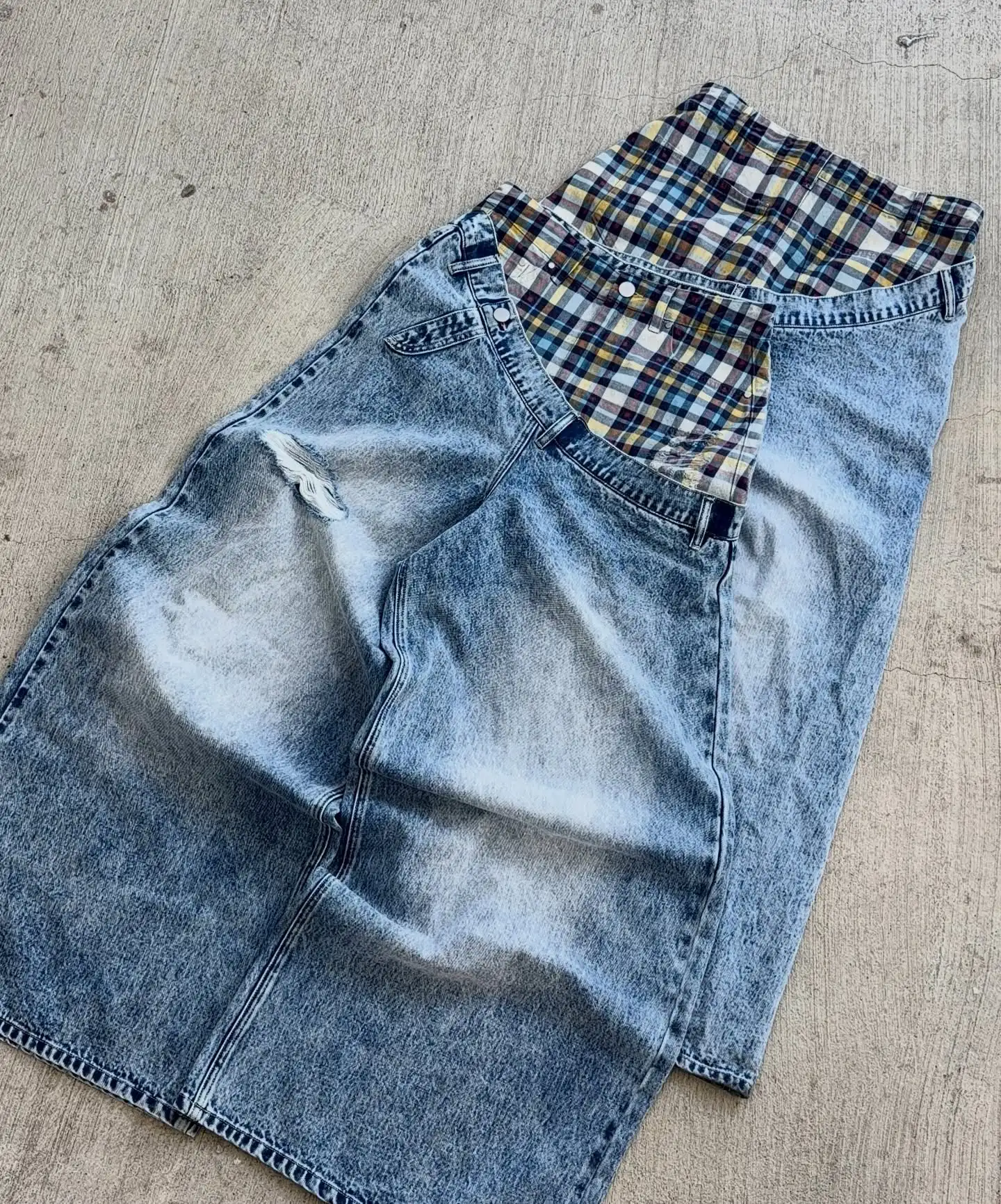 Y2k Slanted Runway Baggy Jeans Retro Plaid Patchwork Men Women Wide Leg Pants American Hip Hop Streetwear Unisex Casual Jeans Y2k Slanted Runway Baggy Jeans Retro Plaid Patchwork Men Women Wide Leg Pants American Hip Hop Streetwear Unisex Casual Jeans