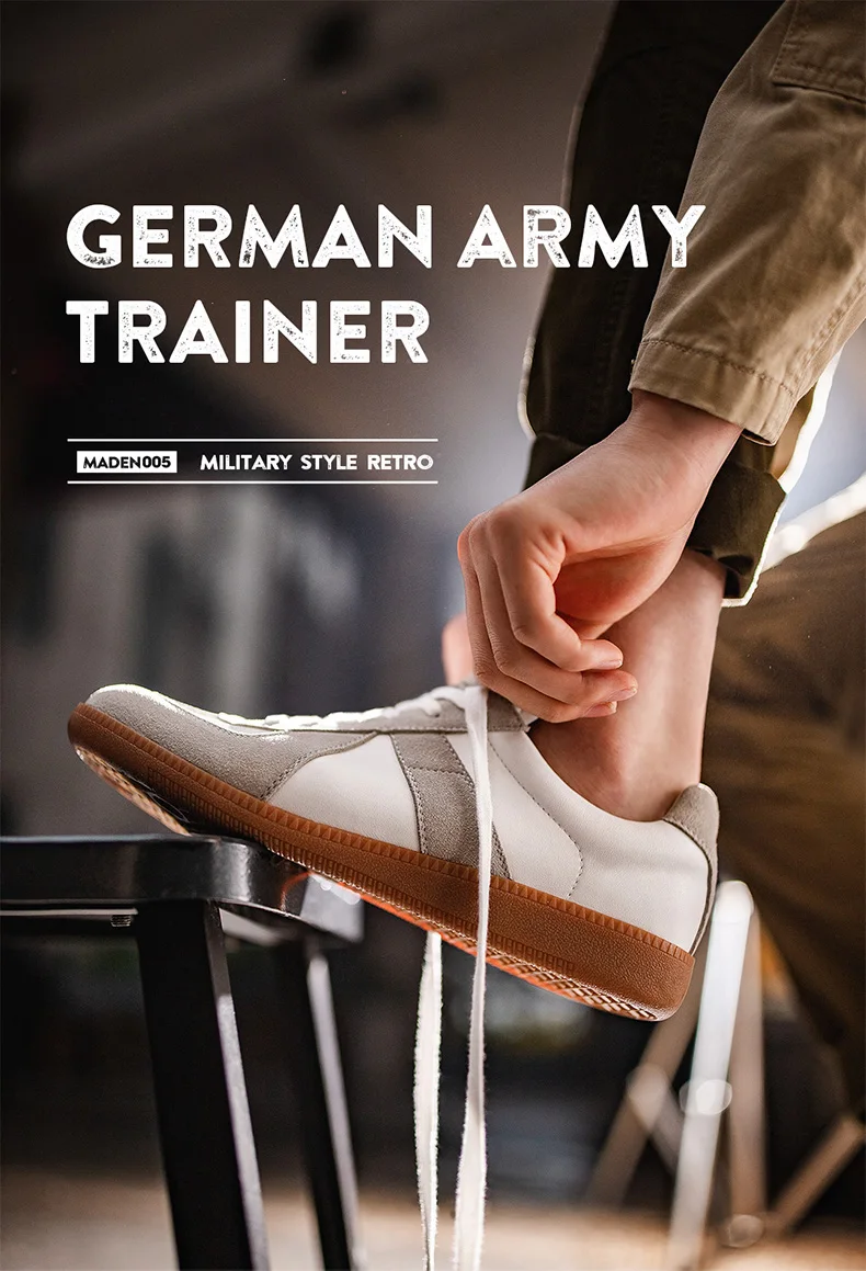 Maden Vintage Patchwork German Trainer Sneakers Unisex Spring and Summer Sports Casual Shoes Lace-up Outdoor Shoes
