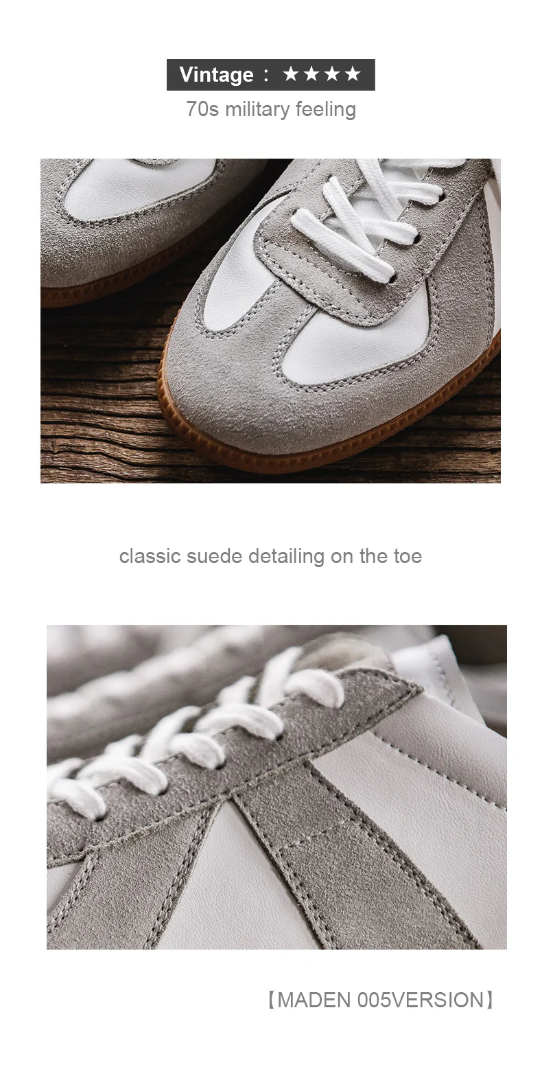 Maden Vintage Patchwork German Trainer Sneakers Unisex Spring and Summer Sports Casual Shoes Lace-up Outdoor Shoes