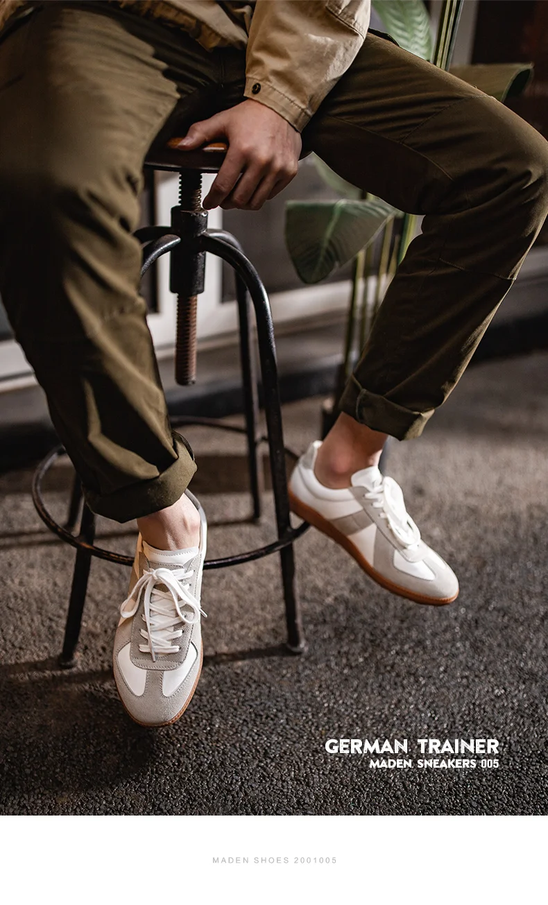 Maden Vintage Patchwork German Trainer Sneakers Unisex Spring and Summer Sports Casual Shoes Lace-up Outdoor Shoes