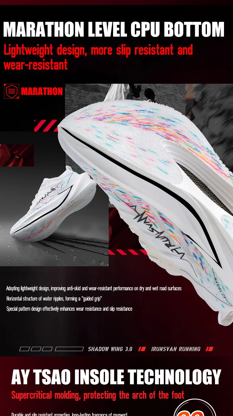 IRUNSVAN Carbon Plate Running Shoes with Cushioning and Rebound Suitable for Both Men and Women in Marathon Running 131