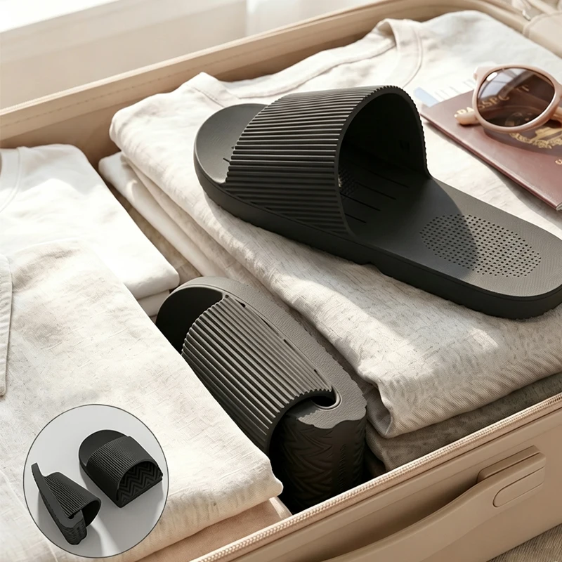 Soft Foldable Slippers for Women EVA Portable Travel Indoor Bathroom Massage Sandals Summer Unisex Non Slip Flat Home Shoes