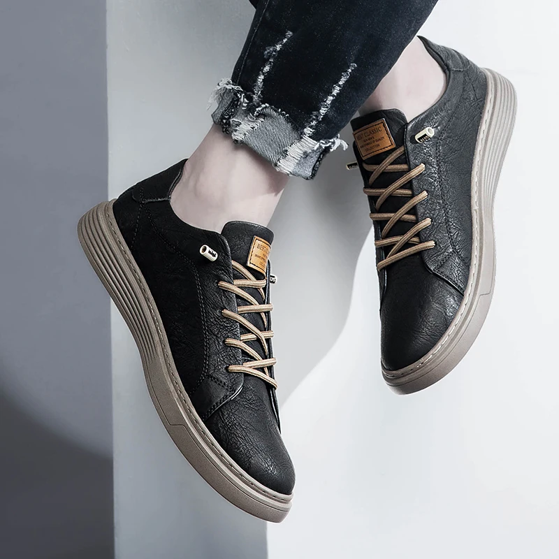 Italian Brand Black Genuine Leather Oxford Shoes UNISEX Casual Shoes Lace Up Flat Sneakers Luxury Shoes for Men Big Size: 36-47