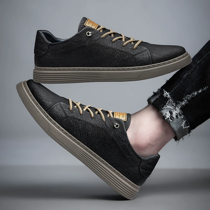 Italian Brand Black Genuine Leather Oxford Shoes UNISEX Casual Shoes Lace Up Flat Sneakers Luxury Shoes for Men Big Size: 36-47