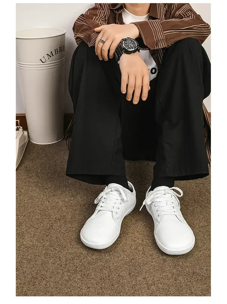 Mens Artificial Leather Wide Barefoot Shoes Unisex Plus Size Male Outdoor Minimalist Sneakers Women Zero Drop Casual Walking