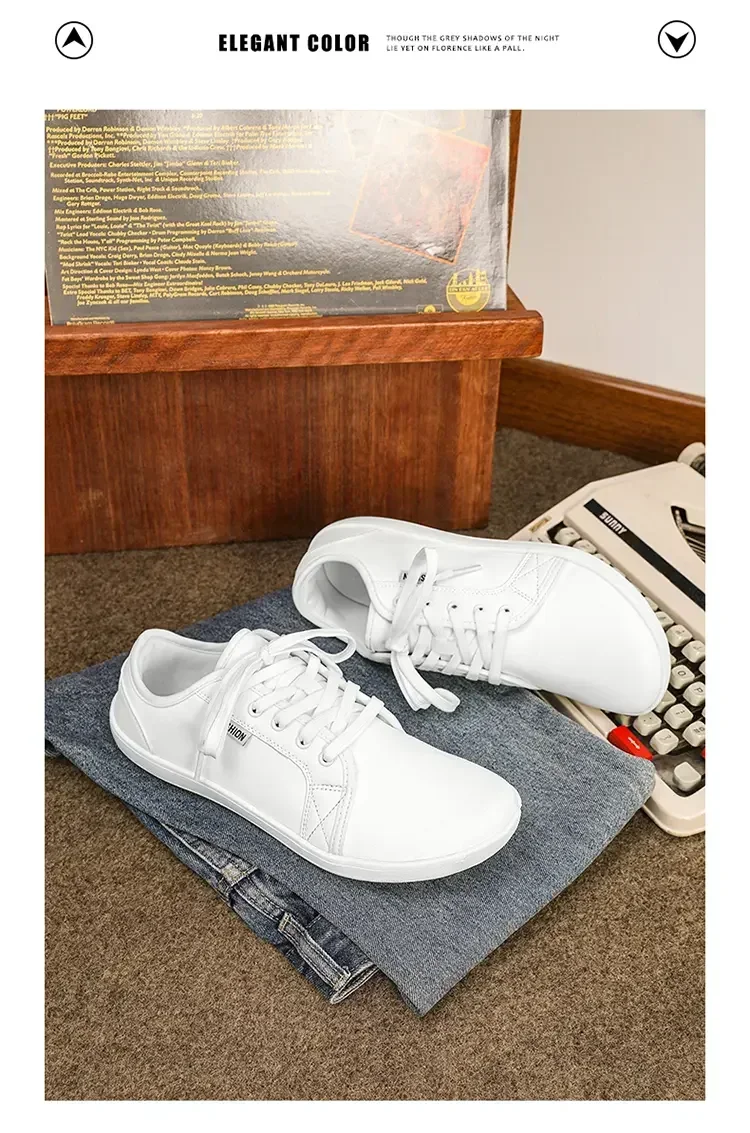 Mens Artificial Leather Wide Barefoot Shoes Unisex Plus Size Male Outdoor Minimalist Sneakers Women Zero Drop Casual Walking