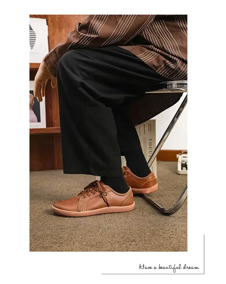 Mens Artificial Leather Wide Barefoot Shoes Unisex Plus Size Male Outdoor Minimalist Sneakers Women Zero Drop Casual Walking