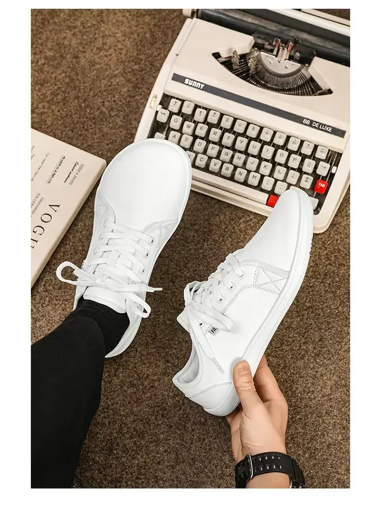 Mens Artificial Leather Wide Barefoot Shoes Unisex Plus Size Male Outdoor Minimalist Sneakers Women Zero Drop Casual Walking