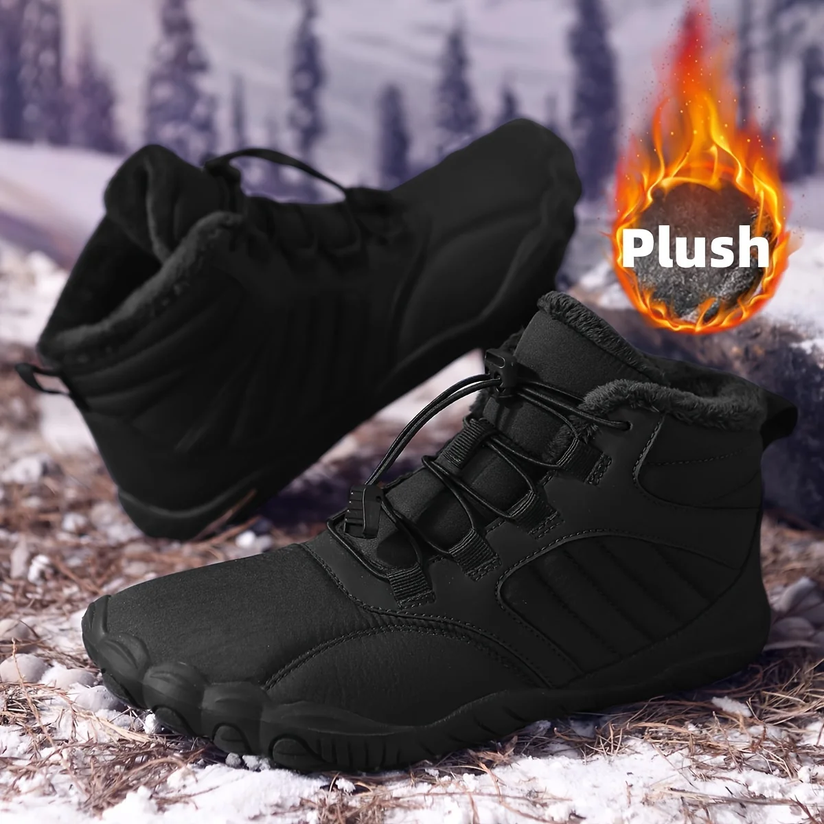 Unisex Winter Fleece Lined Barefoot Snow Boots Five Toe Wide Toe Box Quick Lock Laces Non Slip Warm Outdoor Hiking Trekking Minimalist Cold Weather Walking Casual Footwear Unisex Winter Fleece Lined Barefoot Snow Boots Five Toe Wide Toe Box Quick Lock Laces Non Slip Warm Outdoor Hiking Trekking Minimalist Cold Weather Walking Casual Footwear