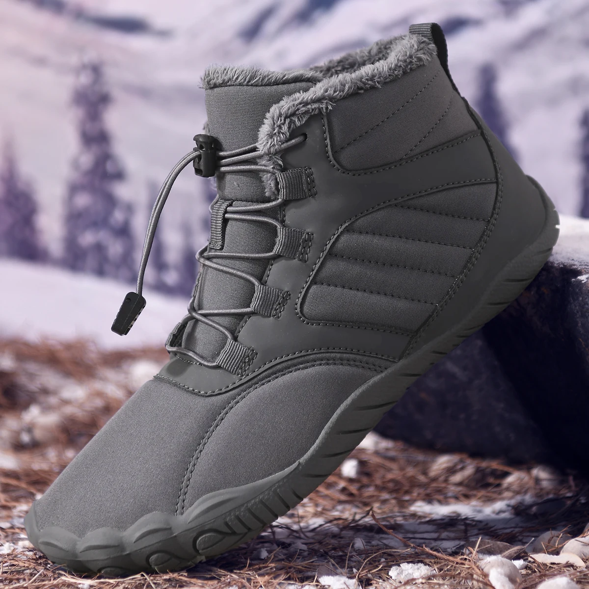 Unisex Winter Fleece Lined Barefoot Snow Boots Five Toe Wide Toe Box Quick Lock Laces Non Slip Warm Outdoor Hiking Trekking Minimalist Cold Weather Walking Casual Footwear Unisex Winter Fleece Lined Barefoot Snow Boots Five Toe Wide Toe Box Quick Lock Laces Non Slip Warm Outdoor Hiking Trekking Minimalist Cold Weather Walking Casual Footwear