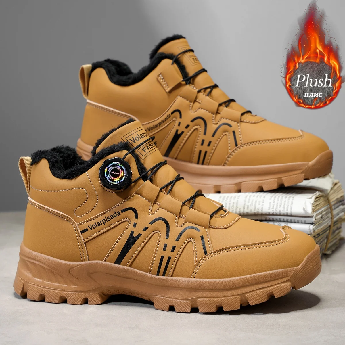 Unisex Winter Fleece Lined Snow Boots Rotary Quick Lock Buckle Waterproof Leather Non Slip Lug Sole Warm Ankle Hiking Booties Cold Resistant Outdoor Trekking Footwear 2026 New Unisex Winter Fleece Lined Snow Boots Rotary Quick Lock Buckle Waterproof Leather Non Slip Lug Sole Warm Ankle Hiking Booties Cold Resistant Outdoor Trekking Footwear 2026 New