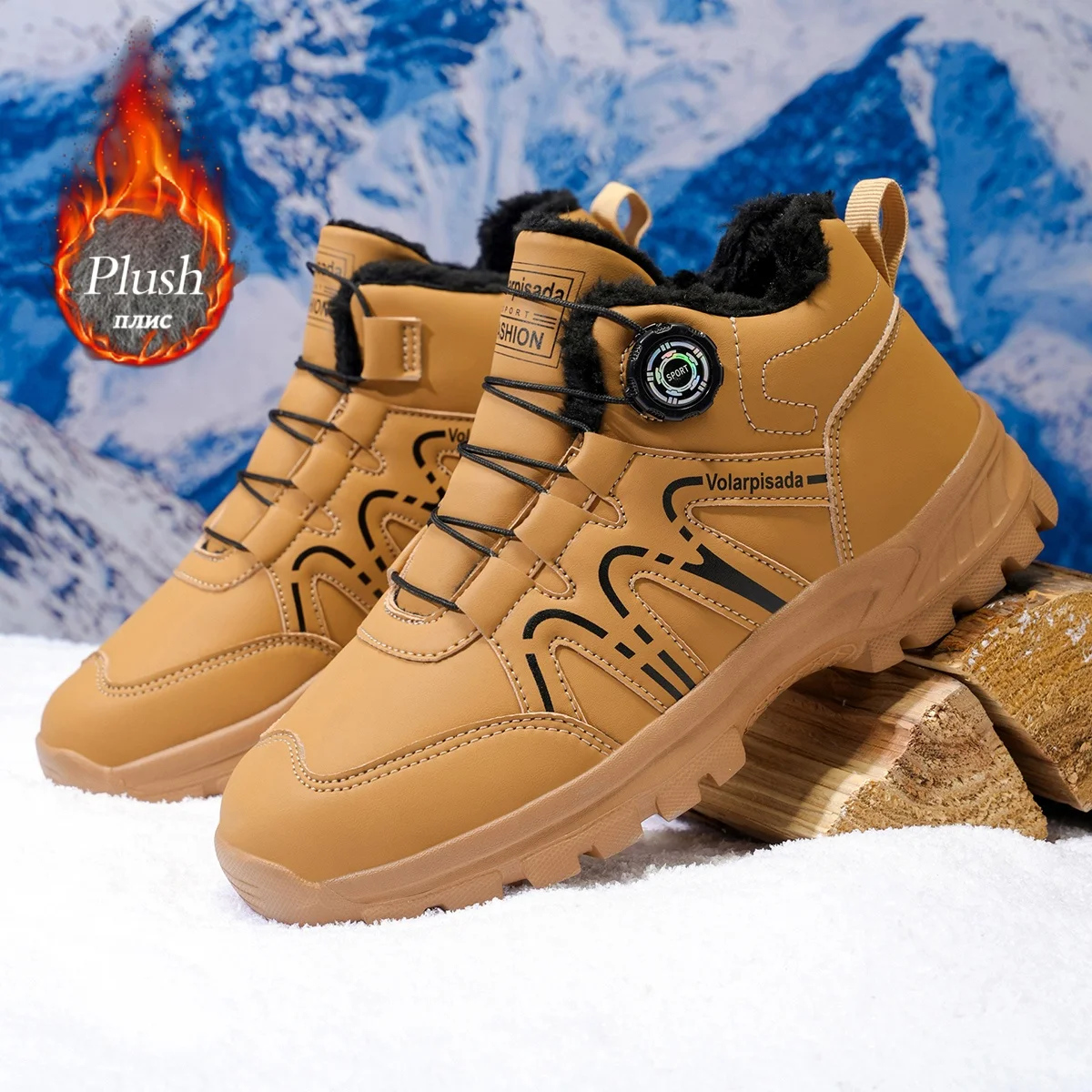 Unisex Winter Fleece Lined Snow Boots Rotary Quick Lock Buckle Waterproof Leather Non Slip Lug Sole Warm Ankle Hiking Booties Cold Resistant Outdoor Trekking Footwear 2026 New Unisex Winter Fleece Lined Snow Boots Rotary Quick Lock Buckle Waterproof Leather Non Slip Lug Sole Warm Ankle Hiking Booties Cold Resistant Outdoor Trekking Footwear 2026 New