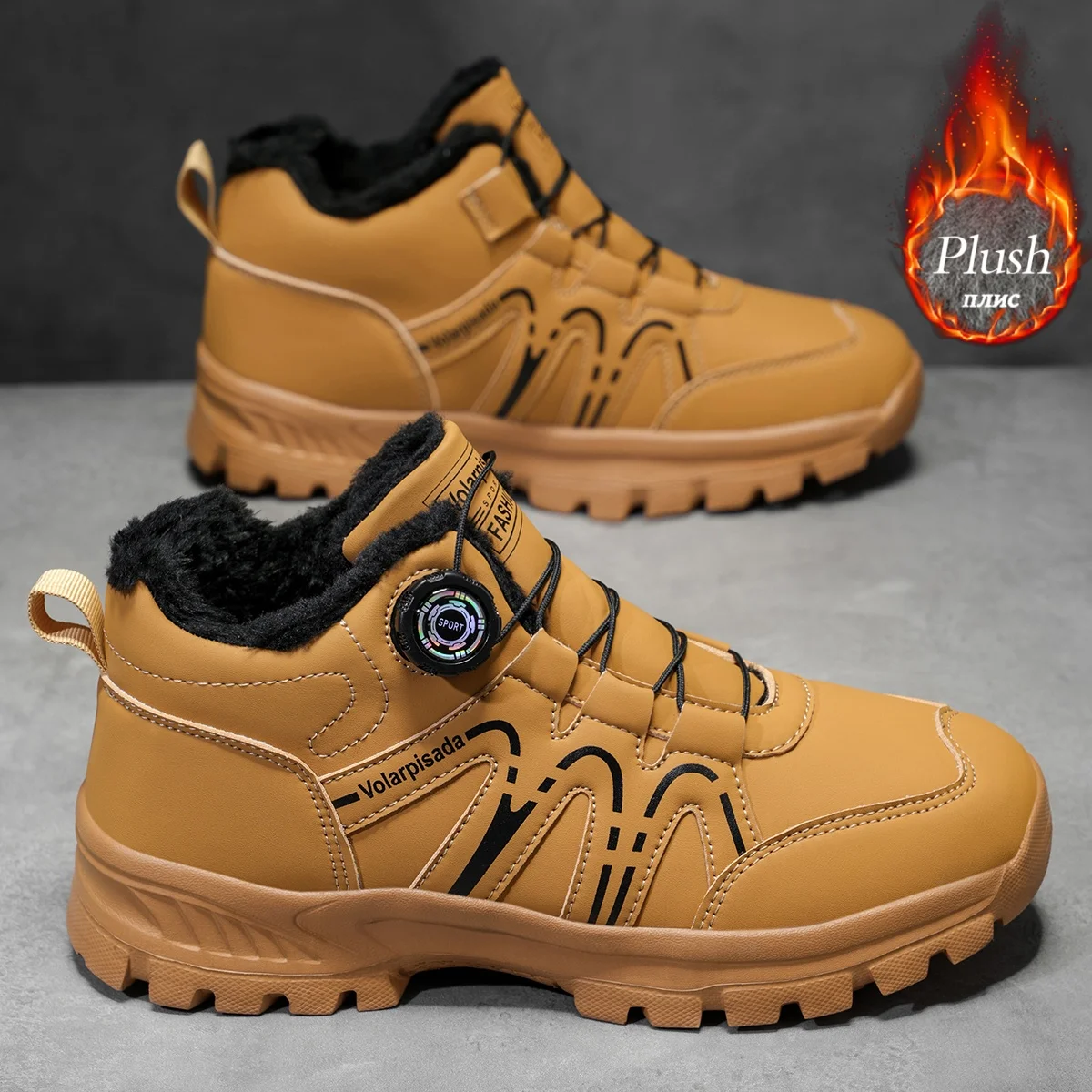Unisex Winter Fleece Lined Snow Boots Rotary Quick Lock Buckle Waterproof Leather Non Slip Lug Sole Warm Ankle Hiking Booties Cold Resistant Outdoor Trekking Footwear 2026 New Unisex Winter Fleece Lined Snow Boots Rotary Quick Lock Buckle Waterproof Leather Non Slip Lug Sole Warm Ankle Hiking Booties Cold Resistant Outdoor Trekking Footwear 2026 New