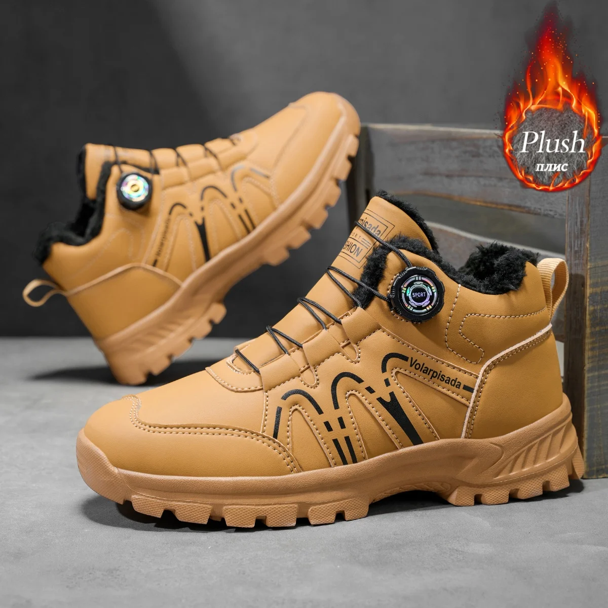 Unisex Winter Fleece Lined Snow Boots Rotary Quick Lock Buckle Waterproof Leather Non Slip Lug Sole Warm Ankle Hiking Booties Cold Resistant Outdoor Trekking Footwear 2026 New Unisex Winter Fleece Lined Snow Boots Rotary Quick Lock Buckle Waterproof Leather Non Slip Lug Sole Warm Ankle Hiking Booties Cold Resistant Outdoor Trekking Footwear 2026 New