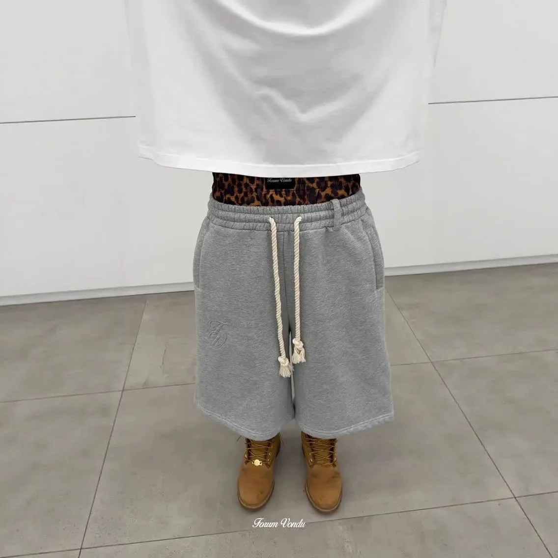 American High Street Fashion Brand Y2K Double Waist Embroidered Design Casual Loose Five Quarter Shorts