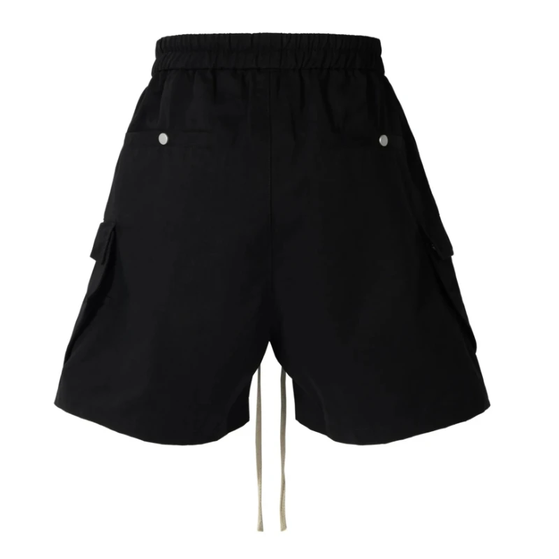 Mens Cargo Shorts Dark Drawstring Multi Pocket Shorts Harajuku Unisex Loose Fit Five Length Straight Leg Casual Streetwear New