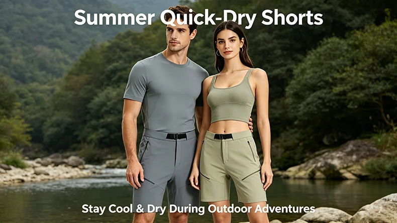JNLN Men's Women's Summer Hiking Shorts Outdoor Stretch Quick Dry Shorts Unisex For Camping Trekking Climbing Running Oversize