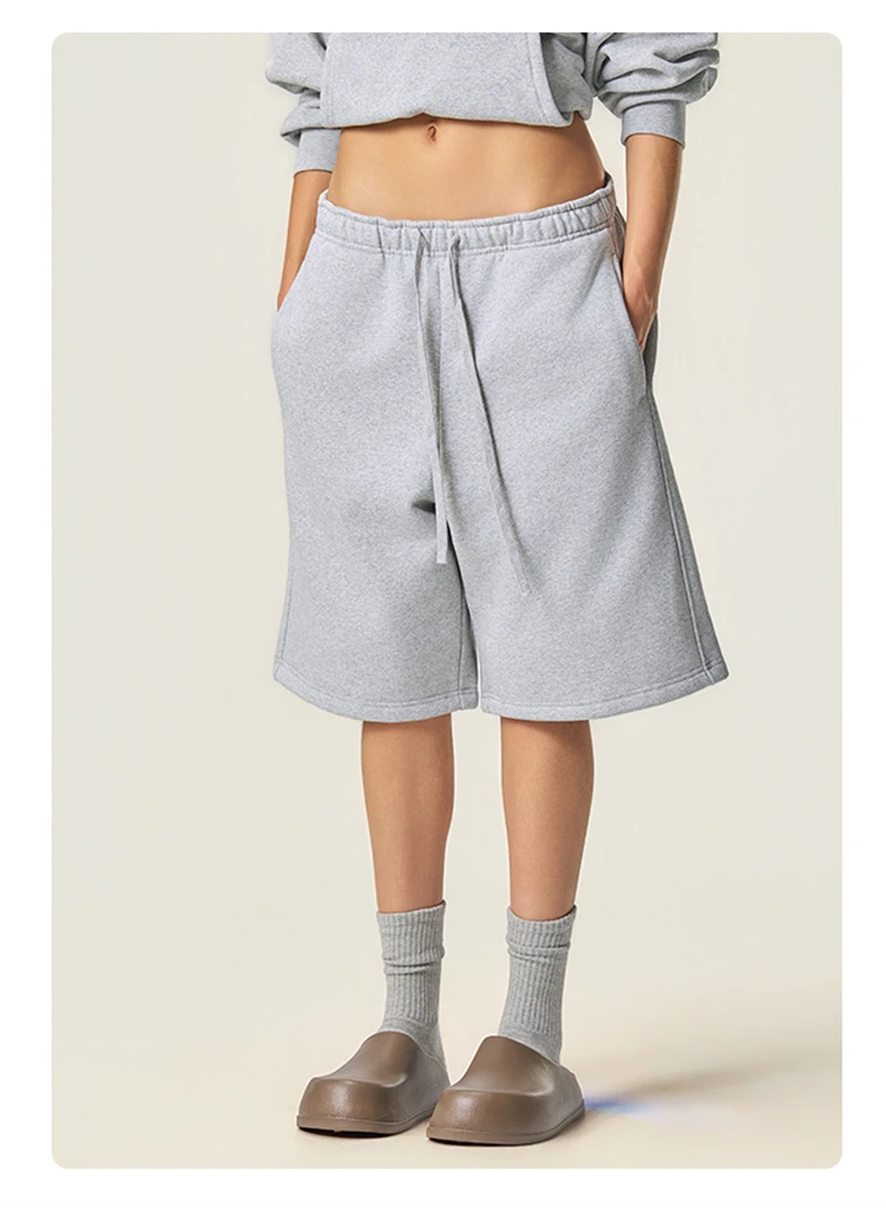 JMD Trendy 2026 Autumn Man 500gsm Fleece Shorts Unisex Casual Loose Heavy Weight Knee Length Shorts Streetwears QH0118
