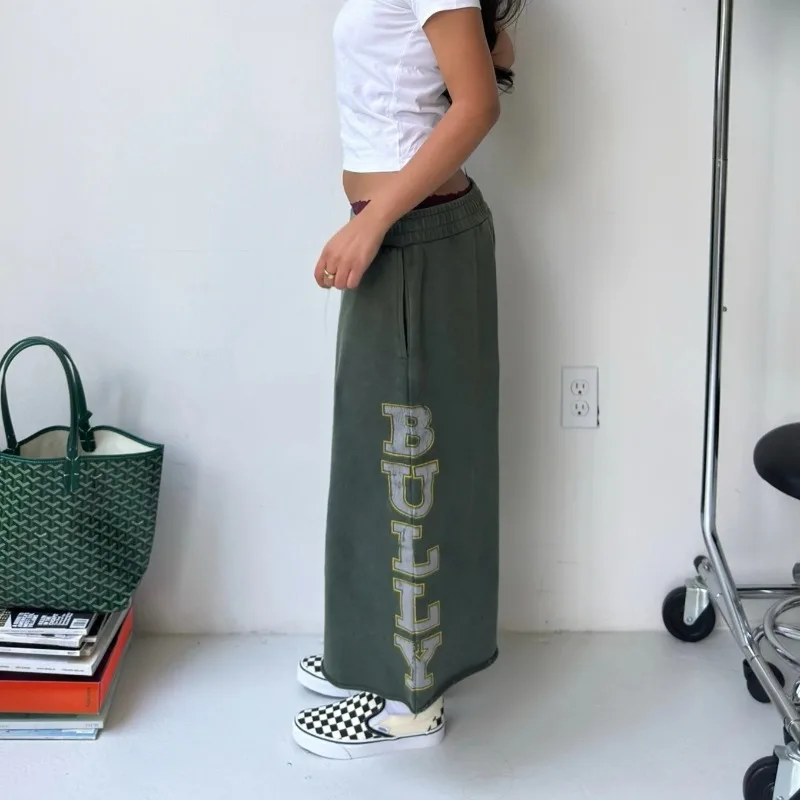 Y2K Retro Green Drawstring Shorts Reflective Print Distressed Bermuda Shorts American Casual Streetwear Unisex Baggy Sweatpants