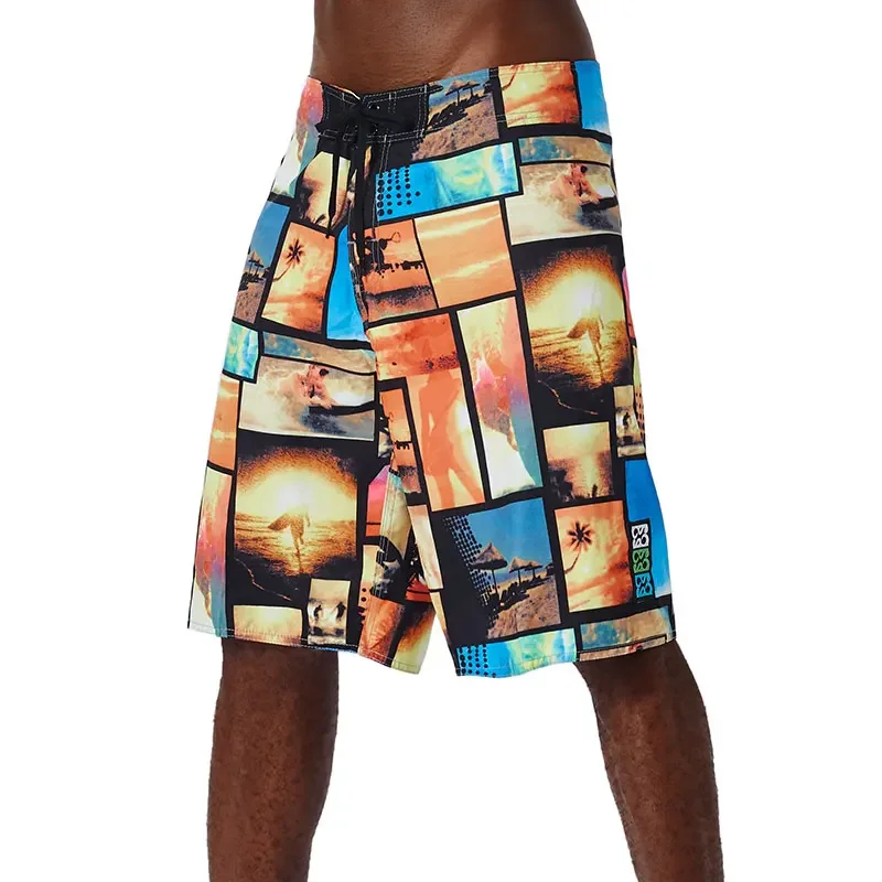 30-44size Summer men shorts casual breathable jogging fitness pants loose printed board shorts surf beach pants swimming trunks