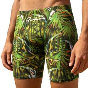 SEOBEAN Men's Fashion Tropical Rainforest Hawaii Style Long Briefs Quick Dry Hot Springs Beach Shorts Swimming Trunks