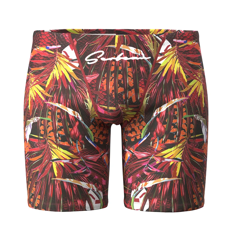 SEOBEAN Men's Fashion Tropical Rainforest Hawaii Style Long Briefs Quick Dry Hot Springs Beach Shorts Swimming Trunks