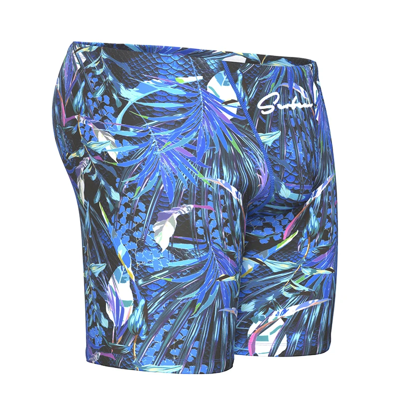 SEOBEAN Men's Fashion Tropical Rainforest Hawaii Style Long Briefs Quick Dry Hot Springs Beach Shorts Swimming Trunks