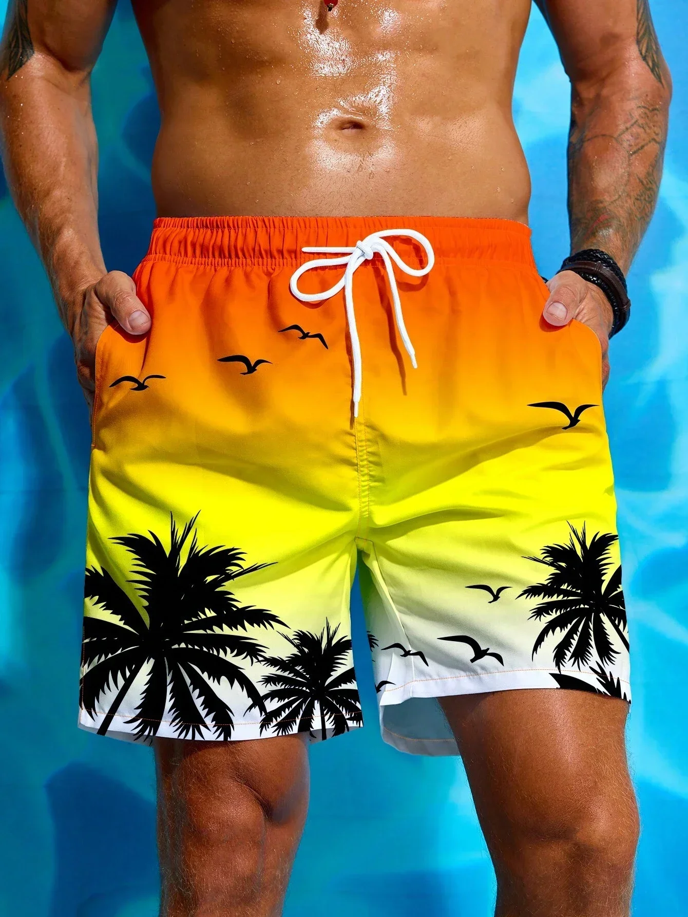Men's loose and quick drying coconut tree shorts are suitable for summer men's and women's 3D printed casual loose sports shorts Men's loose and quick drying coconut tree shorts are suitable for summer men's and women's 3D printed casual loose sports shorts