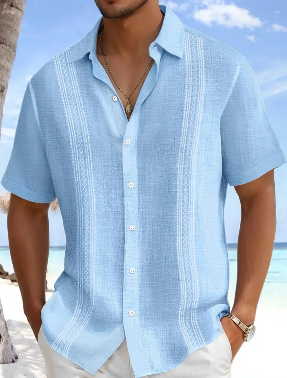 Men's Summer 3D Striped Hawaiian Casual Short-Sleeved Fashion Print, Beach Vacation Style, Lapel, Comfortable Fabric Size XS-5XL Men's Summer 3D Striped Hawaiian Casual Short-Sleeved Fashion Print, Beach Vacation Style, Lapel, Comfortable Fabric Size XS-5XL