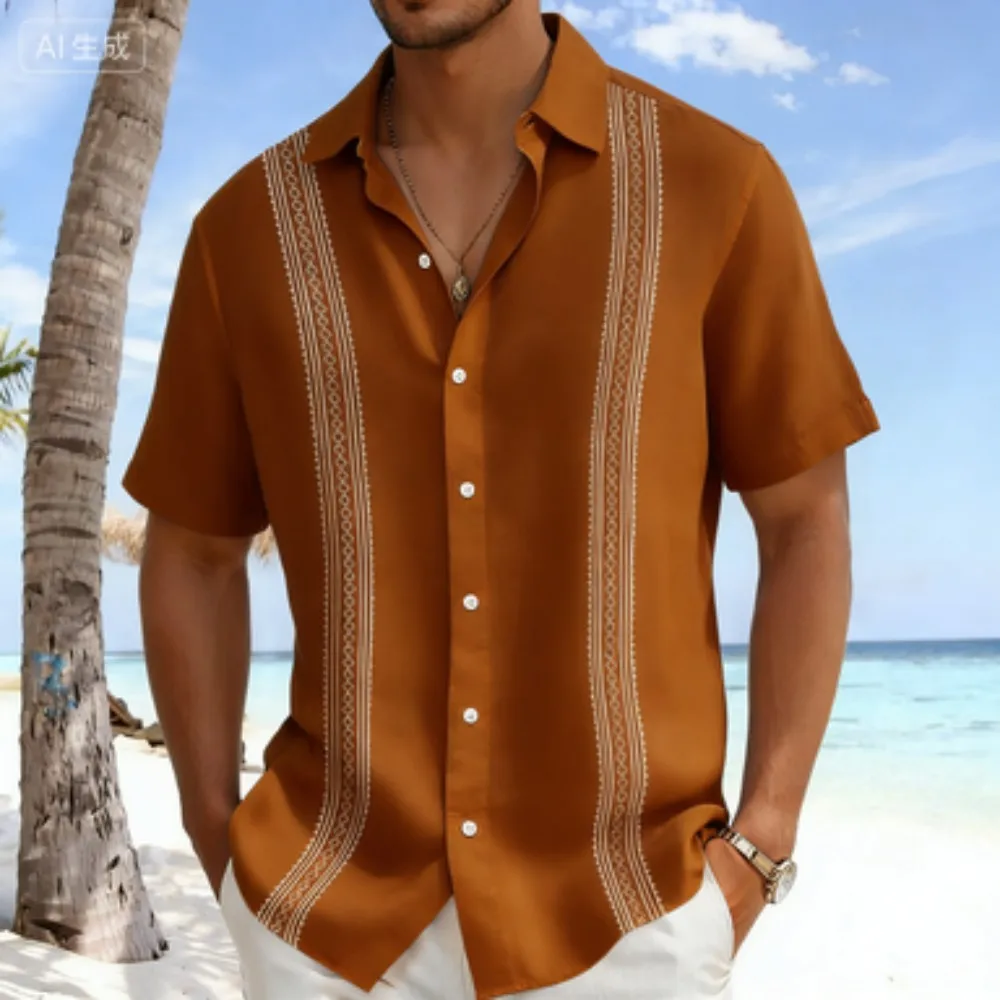 Men's Summer 3D Striped Hawaiian Casual Short-Sleeved Fashion Print, Beach Vacation Style, Lapel, Comfortable Fabric Size XS-5XL Men's Summer 3D Striped Hawaiian Casual Short-Sleeved Fashion Print, Beach Vacation Style, Lapel, Comfortable Fabric Size XS-5XL